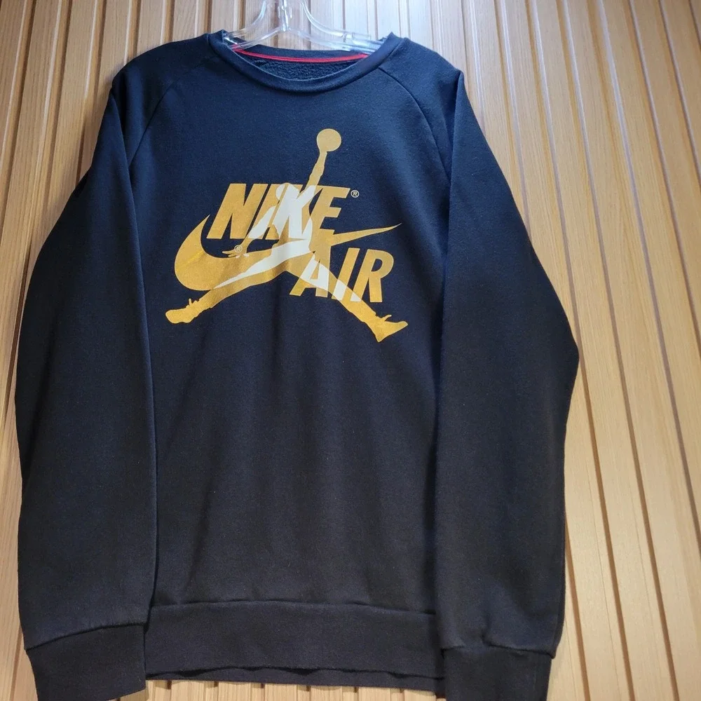 Jordan Jumpman Nike Air Sweatshirt Mens Medium Black Gold Fleece  Pullover